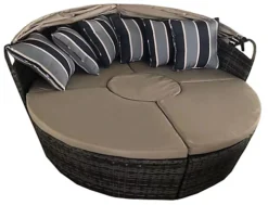 Furniture One Rattan Effect Grey 5 PCs Outdoor Rattan Lounge Chair Round Daybed Table Set With Cushion -Outsunny Garden Zone furniture one rattan effect grey 5 pcs outdoor rattan lounge chair round daybed table set with cushion0727536850151 03c MP