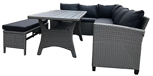 Furniture One Rattan Effect Grey 6 Seater Table And Chair Dining Sofa Set Patio Outdoor Sofa With Bench 3 Furniture One Rattan Effect Grey 6 Seater Table And Chair Dining Sofa Set Patio Outdoor Sofa With Bench - Image 3