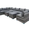 Furniture One Rattan Effect Grey Rattan 9 Seat Corner Sofa Set NO ASSEMBLY & ALUMINIUM FRAME