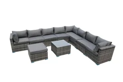 Furniture One Rattan Effect Grey Rattan 9 Seat Corner Sofa Set NO ASSEMBLY & ALUMINIUM FRAME -Outsunny Garden Zone furniture one rattan effect grey rattan 9 seat corner sofa set no assembly aluminium frame0727536849520 03c MP