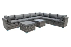 Furniture One Rattan Effect Grey Rattan 9 Seat Corner Sofa Set NO ASSEMBLY & ALUMINIUM FRAME -Outsunny Garden Zone furniture one rattan effect grey rattan 9 seat corner sofa set no assembly aluminium frame0727536849520 04c MP