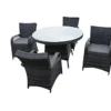 Furniture One Rattan Effect Grey Round 4 Seater Dining Set Table & Chair Set NO ASSEMBLY & ALUMINIUM FRAME