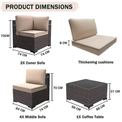 Furniture One Rattan Effect Mix Brown Rattan 6 Seat Corner Sofa Set -Outsunny Garden Zone furniture one rattan effect mix brown rattan 6 seat corner sofa set0727536849582 03c MP