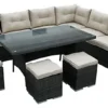 Furniture One Rattan Effect Mix Brown Rattan 9 Seat Corner Sofa Set NO ASSEMBLY & ALUMINIUM FRAME