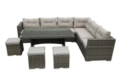 Furniture One Rattan Effect Nature Rattan 9 Seat Corner Sofa Set NO ASSEMBLY & ALUMINIUM FRAME -Outsunny Garden Zone furniture one rattan effect nature rattan 9 seat corner sofa set no assembly aluminium frame0727536849735 03c MP