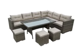 Furniture One Rattan Effect Nature Rattan 9 Seat Corner Sofa Set NO ASSEMBLY & ALUMINIUM FRAME -Outsunny Garden Zone furniture one rattan effect nature rattan 9 seat corner sofa set no assembly aluminium frame0727536849735 04c MP