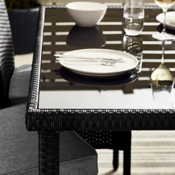 Furniturebox Bali Black PE Rattan 4 Seat Outdoor Garden Dining Set With Tempered Glass Top And Durable Grey Cushions 6 Furniturebox Bali Black PE Rattan 4 Seat Outdoor Garden Dining Set With Tempered Glass Top And Durable Grey Cushions -Outsunny Garden Zone furniturebox bali black pe rattan 4 seat outdoor garden dining set with tempered glass top and durable grey cushions5056542635977 03c MP