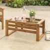 Furniturebox Havana Acacia Wood & Glass Top Outdoor Patio Coffee Table
