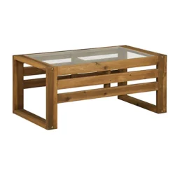 Outsunny Garden Zone -Outsunny Garden Zone furniturebox havana acacia wood glass top outdoor patio coffee table5056542691812 02c MP