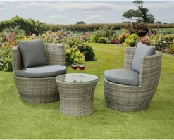 Garden Store Direct Bottle Bistro Set Aluminium - Back Cushions - Grey