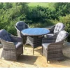 Garden Store Direct Florida 4 Seat Round Rattan Garden Dining Set With Aluminium Frame