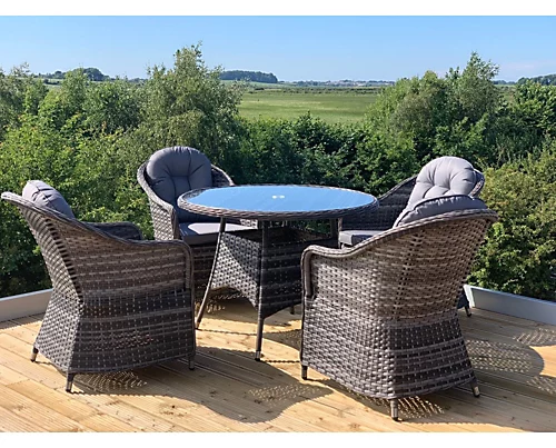 Garden Store Direct Florida 4 Seat Round Rattan Garden Dining Set With Aluminium Frame 2 Garden Store Direct Florida 4 Seat Round Rattan Garden Dining Set With Aluminium Frame - Image 2