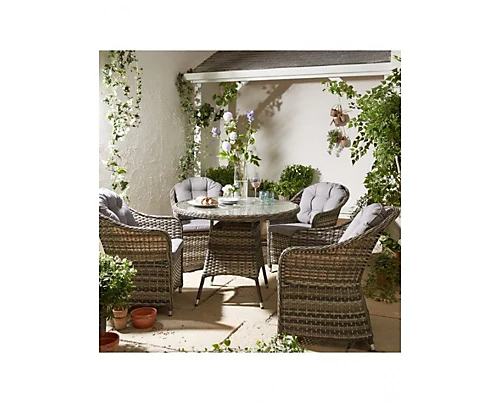 Garden Store Direct Florida 4 Seat Round Rattan Garden Dining Set With Aluminium Frame 3 Garden Store Direct Florida 4 Seat Round Rattan Garden Dining Set With Aluminium Frame - Image 3