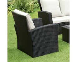 Garden Store Direct Rattan Garden Furniture 4 Piece Patio Set - Black With Cream Cushions -Outsunny Garden Zone garden store direct rattan garden furniture 4 piece patio set black with cream cushions5060761020698 03c MP