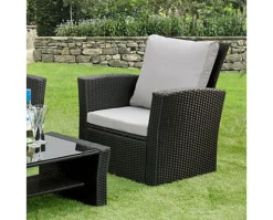 Garden Store Direct Rattan Garden Furniture 4 Piece Patio Set - Black With Grey Cushions -Outsunny Garden Zone garden store direct rattan garden furniture 4 piece patio set black with grey cushions5060761020681 03c MP