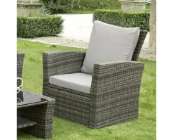Garden Store Direct Rattan Garden Furniture 4 Piece Patio Set- Grey With Grey Cushions -Outsunny Garden Zone garden store direct rattan garden furniture 4 piece patio set grey with grey cushions5060761020162 03c MP