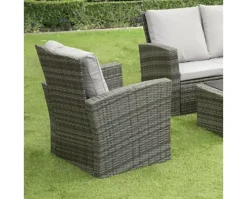 Garden Store Direct Rattan Garden Furniture 4 Piece Patio Set- Grey With Grey Cushions -Outsunny Garden Zone garden store direct rattan garden furniture 4 piece patio set grey with grey cushions5060761020162 04c MP