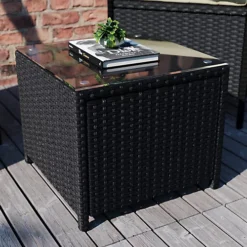 Garden Vida Bali Black 2 Seater Balcony Garden Outdoor Rattan Furniture Set -Outsunny Garden Zone garden vida bali black 2 seater balcony garden outdoor rattan furniture set5056562199206 03c MP