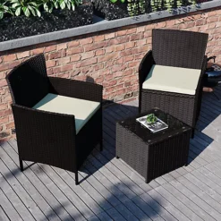 Garden Vida Bali Brown 2 Seater Balcony Garden Outdoor Rattan Furniture Set -Outsunny Garden Zone garden vida bali brown 2 seater balcony garden outdoor rattan furniture set5056562199213 04c MP