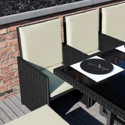 Garden Vida Cuba Black 10 Seater Rattan Garden Outdoor Bistro Set -Outsunny Garden Zone garden vida cuba black 10 seater rattan garden outdoor bistro set5056562199152 03c MP