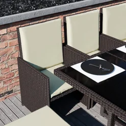 Garden Vida Cuba Brown 10 Seater Rattan Garden Outdoor Bistro Set -Outsunny Garden Zone garden vida cuba brown 10 seater rattan garden outdoor bistro set5056562199169 03c MP