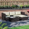 Garden Vida Hampton Brown 4 Seater Corner Rattan Garden Outdoor Bistro Set