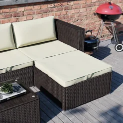 Garden Vida Hampton Brown 4 Seater Corner Rattan Garden Outdoor Bistro Set -Outsunny Garden Zone garden vida hampton brown 4 seater corner rattan garden outdoor bistro set5056562199022 04c MP