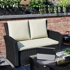 Garden Vida Mylor Black 4 Seater Rattan Garden Outdoor Bistro Set -Outsunny Garden Zone garden vida mylor black 4 seater rattan garden outdoor bistro set5056562199046 03c MP