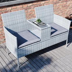Garden Vida Vienna Grey Rattan Love Seat 2 Seater For Garden Outdoor -Outsunny Garden Zone garden vida vienna grey rattan love seat 2 seater for garden outdoor5056562199190 04c MP