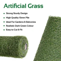 GardenKraft 26079 4m X 1m Dark Green Artificial Grass - 15mm Pile High -Outsunny Garden Zone gardenkraft 26079 4m x 1m dark green artificial grass 15mm pile high5025301260798 04c MP