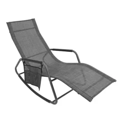 GardenKraft Outdoor Rocking Sun Loungers - Grey Colour With Side Bag
