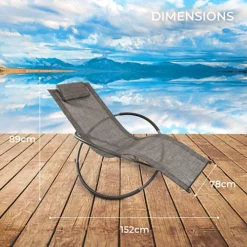 GardenKraft Rocking Moon Sun Lounger - Grey Colour -Outsunny Garden Zone gardenkraft rocking moon sun lounger grey colour5025301191894 03c MP