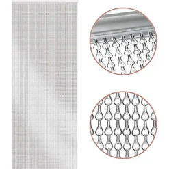 GlamHaus Heavy Duty Fly Screen Aluminium Chain Curtain - Protects Against Flies, Wasps & Insects