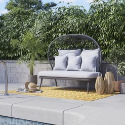 GoodHome Apolima Steel Grey Rattan Effect Daybed -Outsunny Garden Zone goodhome apolima steel grey rattan effect daybed5059340347288 01i