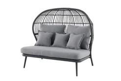 GoodHome Apolima Steel Grey Rattan Effect Daybed