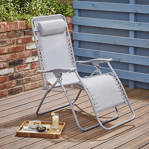 GoodHome Bergama Grey Metal Sun Lounger 1 GoodHome Bergama Grey Metal Sun Lounger