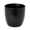 GoodHome Black Ceramic Circular Plant Pot (Dia)21.5cm