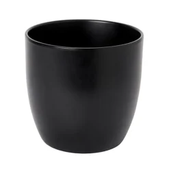 GoodHome Black Ceramic Circular Plant Pot (Dia)21.5cm