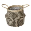 GoodHome Black Seagrass Herringbone Circular Plant Pot (Dia)21cm