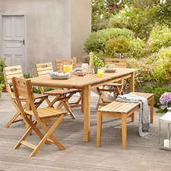GoodHome Denia Natural Wooden 6 Seater Table -Outsunny Garden Zone goodhome denia natural wooden 6 seater table3663602723127 05bq