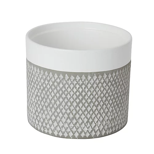 GoodHome Griffin Clay Diamond Circular Plant Pot (Dia)19.2cm 1 GoodHome Griffin Clay Diamond Circular Plant Pot (Dia)19.2cm