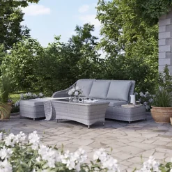 GoodHome Hamilton Steeple Grey Rattan Effect 5 Seater Coffee Set