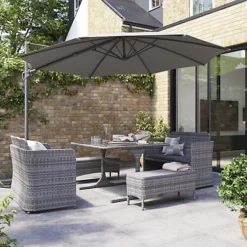 GoodHome Hamilton Steeple Grey Rattan Effect 8 Seater Dining Set
