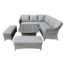 GoodHome Hamilton Steeple Grey Rattan Effect 8 Seater Garden Furniture Set -Outsunny Garden Zone goodhome hamilton steeple grey rattan effect 8 seater garden furniture set5059340604923 02c