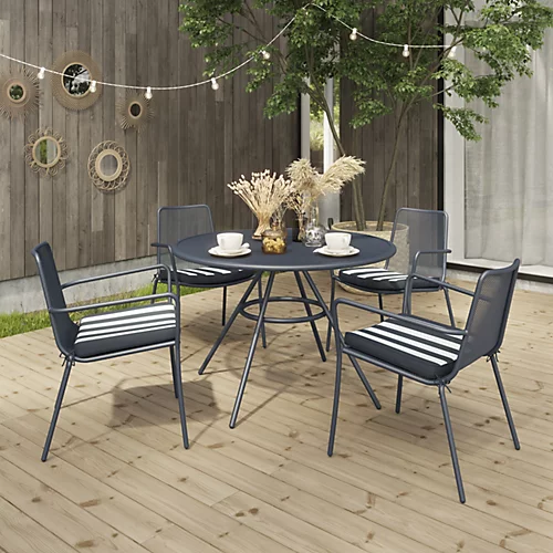 GoodHome Kilifi Midnight Navy Metal 4 Seater Round Dining Table 3 GoodHome Kilifi Midnight Navy Metal 4 Seater Round Dining Table - Image 3