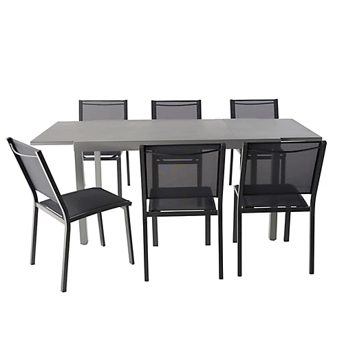 GoodHome Moorea Steel Grey Aluminium 8 Seater Extendable Rectangular Table 3 GoodHome Moorea Steel Grey Aluminium 8 Seater Extendable Rectangular Table - Image 3