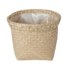 GoodHome Natural Seagrass Herringbone Circular Plant Pot (Dia)26.5cm