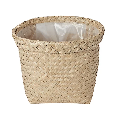 GoodHome Natural Seagrass Herringbone Circular Plant Pot (Dia)26.5cm 1 GoodHome Natural Seagrass Herringbone Circular Plant Pot (Dia)26.5cm