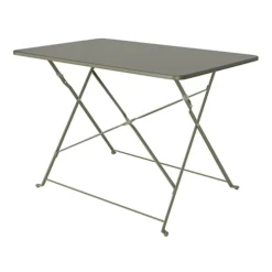 Outsunny Garden Zone 34 GoodHome Saba Deep Lichen Green Metal Foldable 4 Seater Rectangular Dining Table