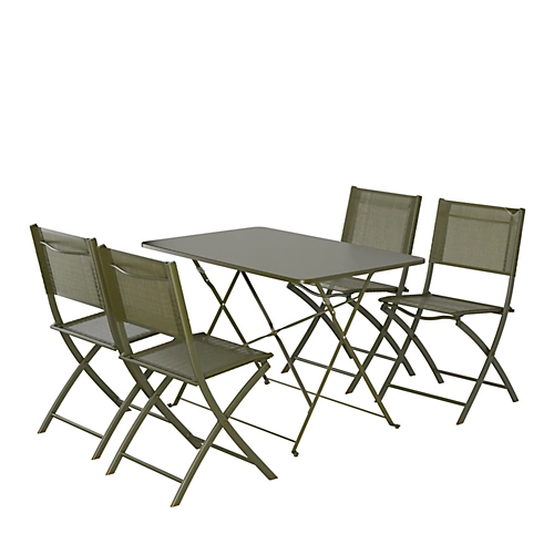 GoodHome Saba Deep Lichen Green Metal Foldable 4 Seater Rectangular Dining Table 2 GoodHome Saba Deep Lichen Green Metal Foldable 4 Seater Rectangular Dining Table - Image 2